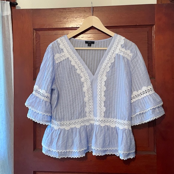 J. Crew Tops - J. Crew Lace Trimmed Blouse